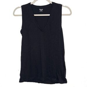 Madewell V-Neck Tank Top Soft Everyday Casual Basic Black Size XXS